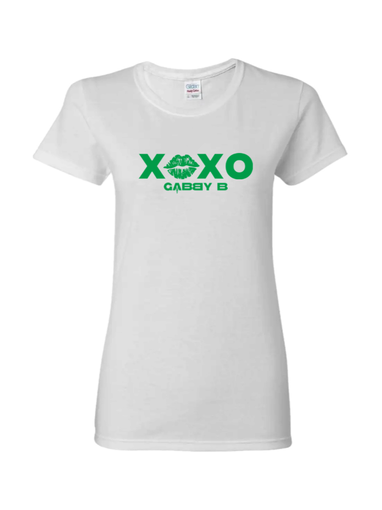 Women's Classic Fit White/Green "XOXO" T-Shirt